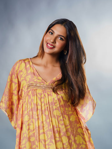 Trendy Yellow Kaftan
